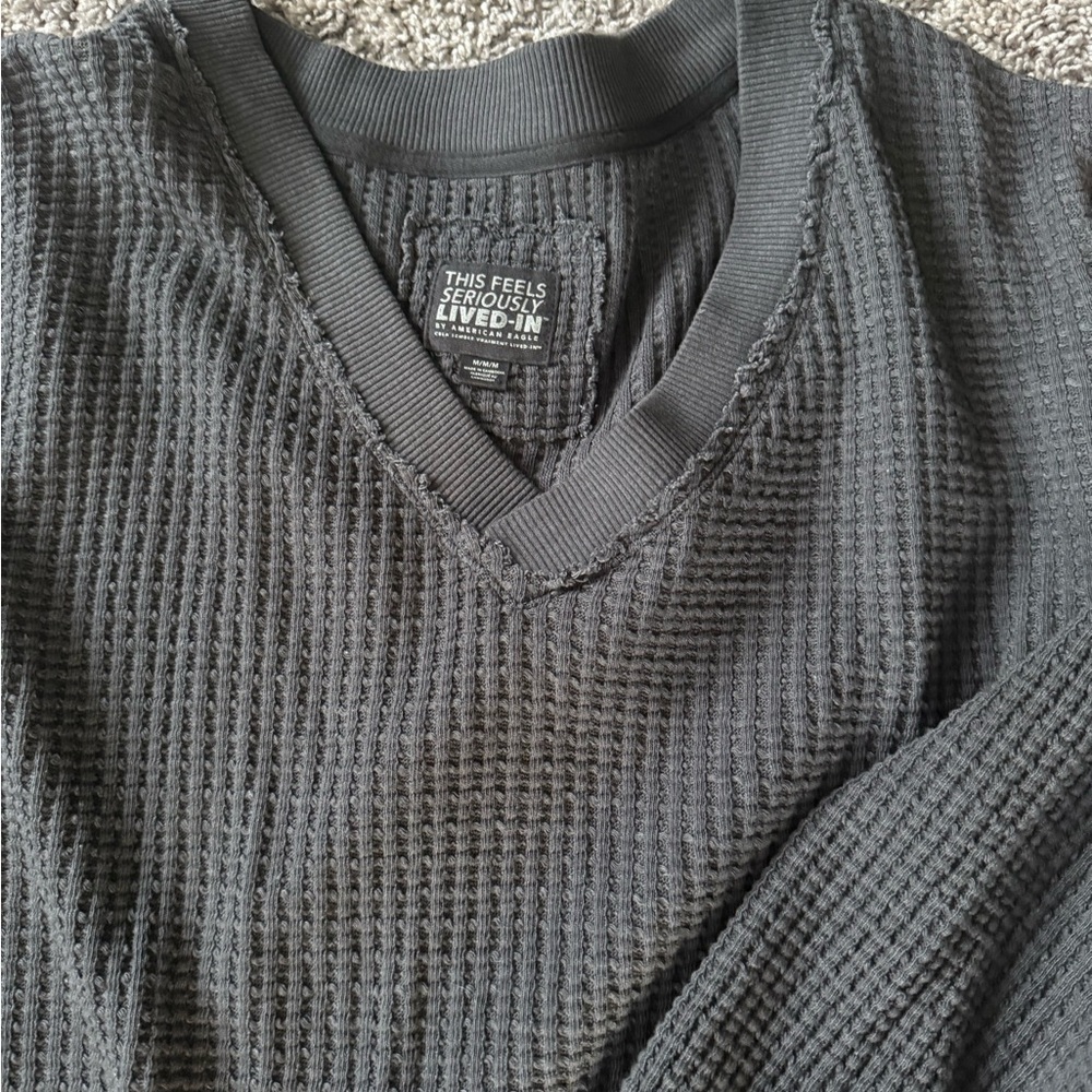American Eagle Outfitters Black Waffle Knit Sweater